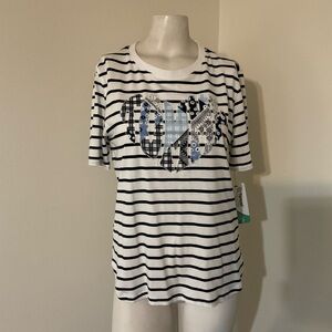 Tommy Hilfiger Striped Heart Tshirt S NWT